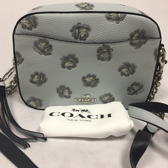 coach rose print camera bag